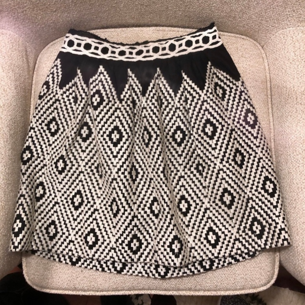 Free People Embroidered Lined Skater Skirt Size 0